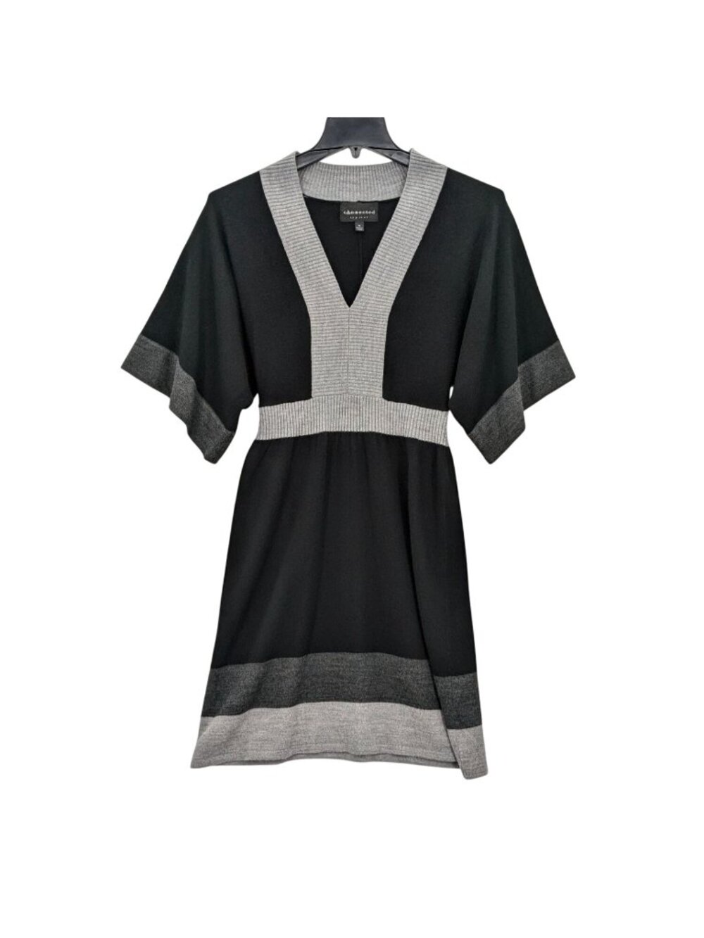Knit Kimono Dress Colorblock V Neck Y2K‎ Office Preppy Minimalist Stretch Medium